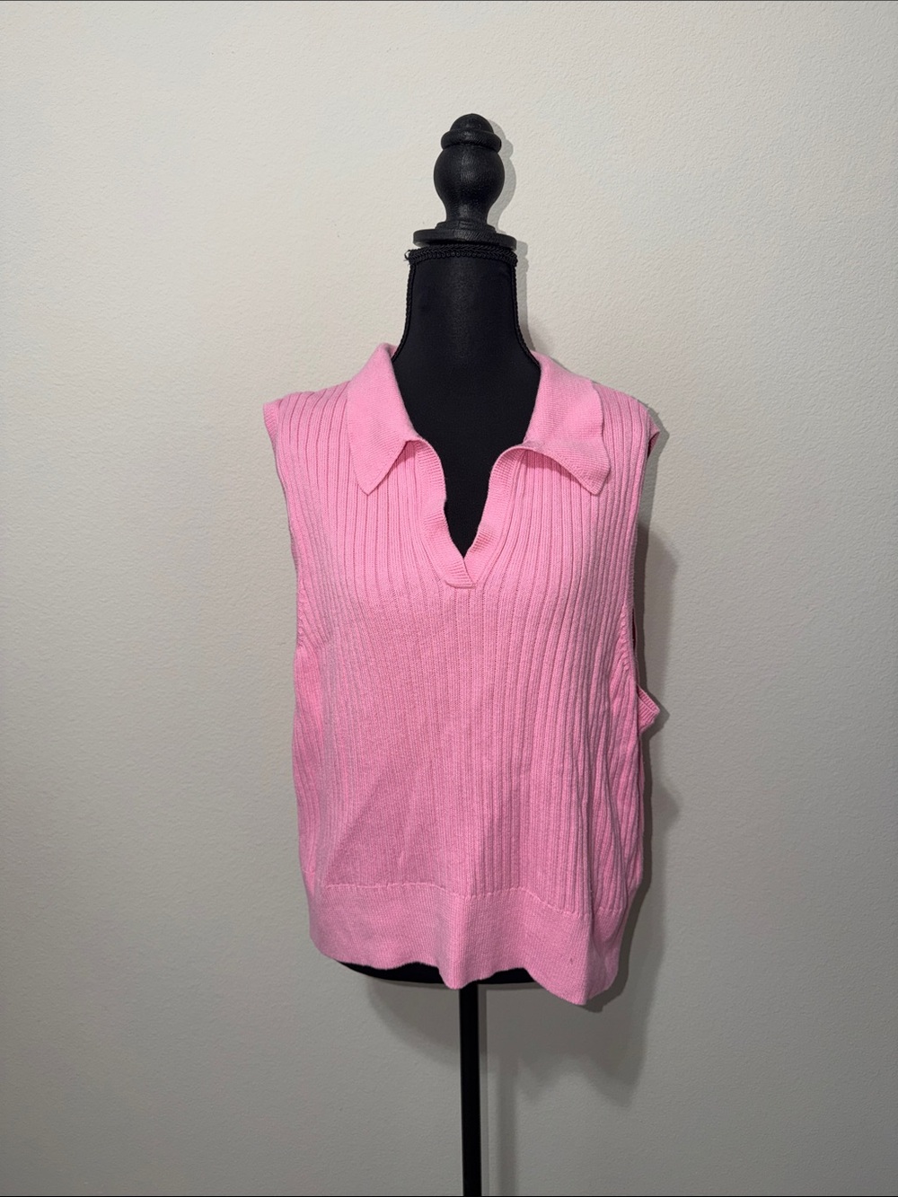 Old Navy Pink Ribbed Sleeveless Collared Tank SU1